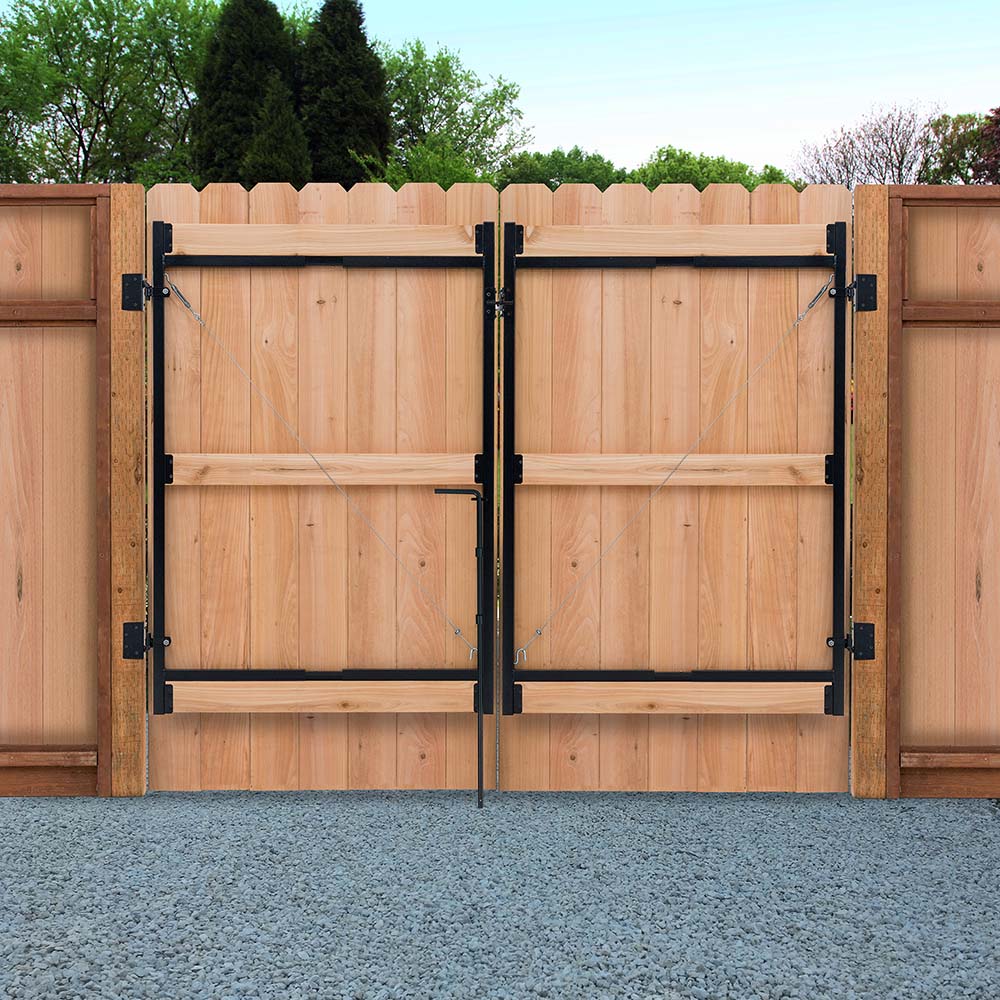 Image of Jewett Cameron Fence double drive gate. AG36-3 Rail