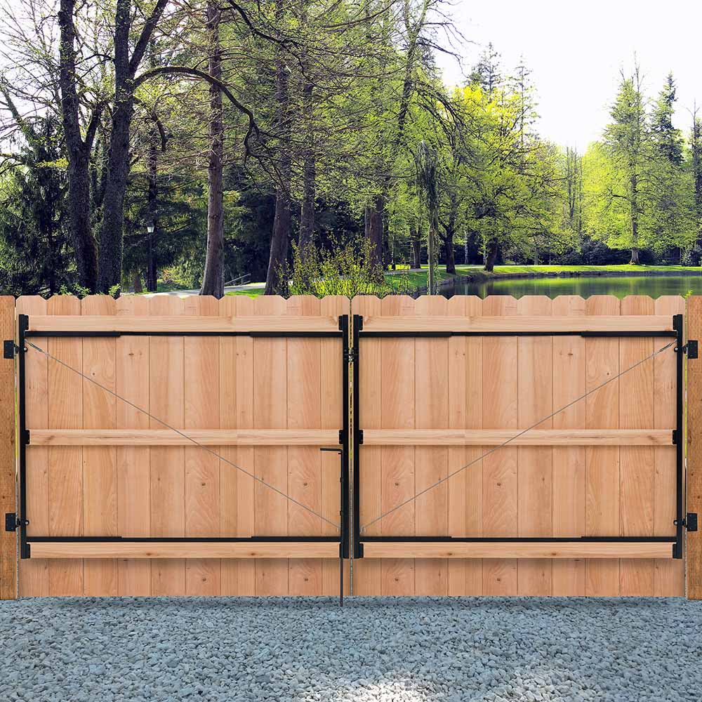 Image of Jewett Cameron Fence double drive gate. AG60-3 Rail