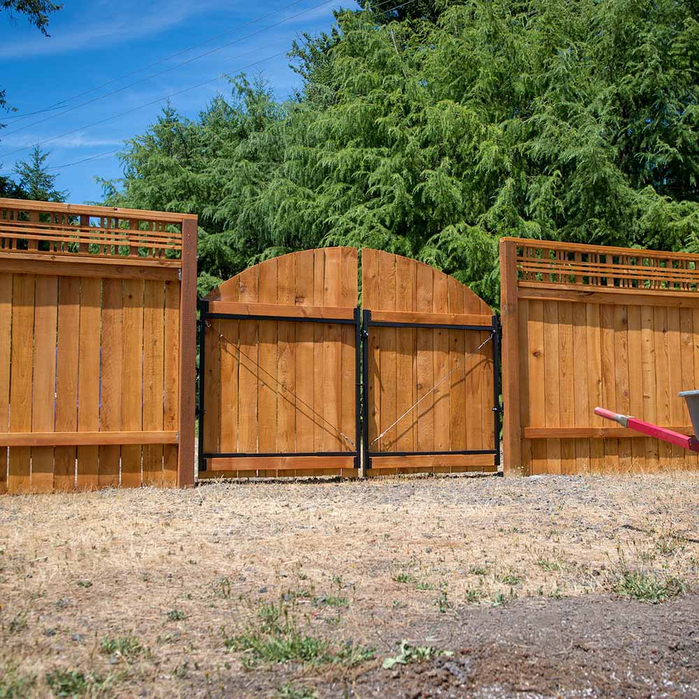 Image of Jewett Cameron Fence double drive gate. AG60-2 Rail