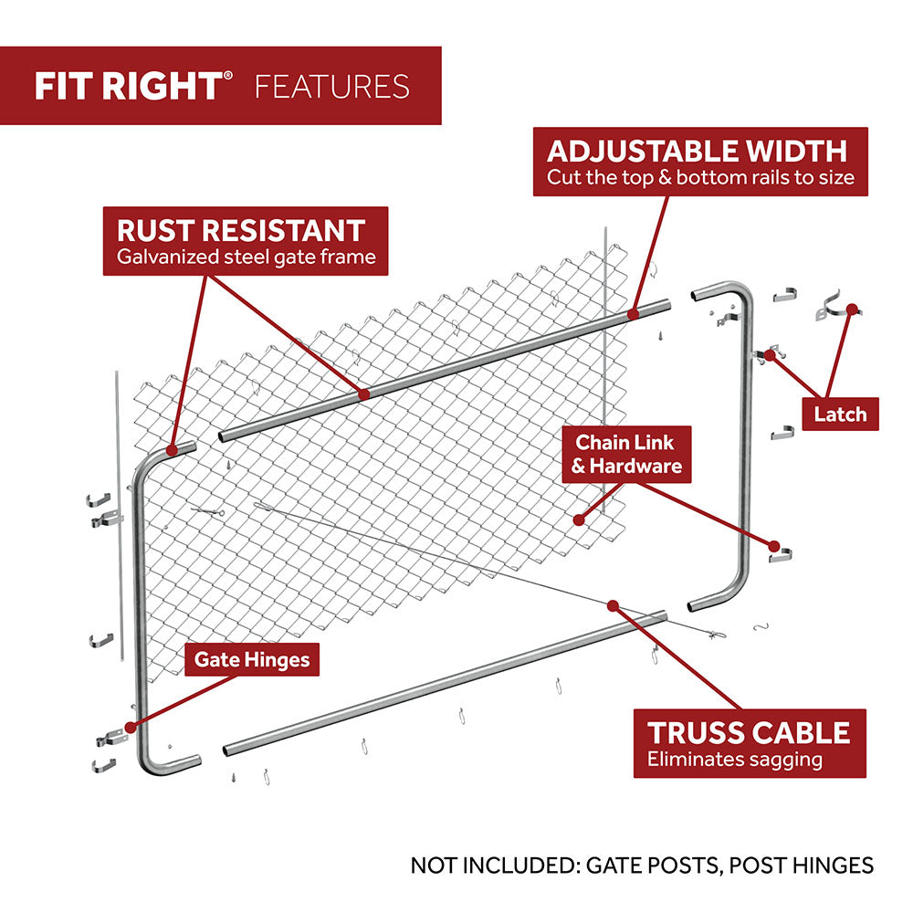 Fit-Right 5Ft Chain Link Gate Kit Features  - Whats included